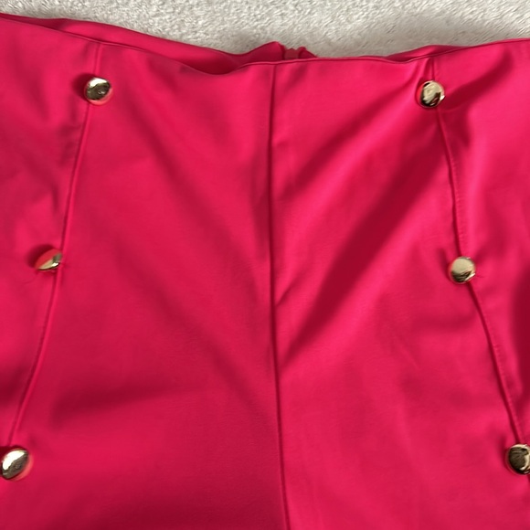 Polyester stretchy wide leg, dress pants, hot pink - Picture 3 of 6